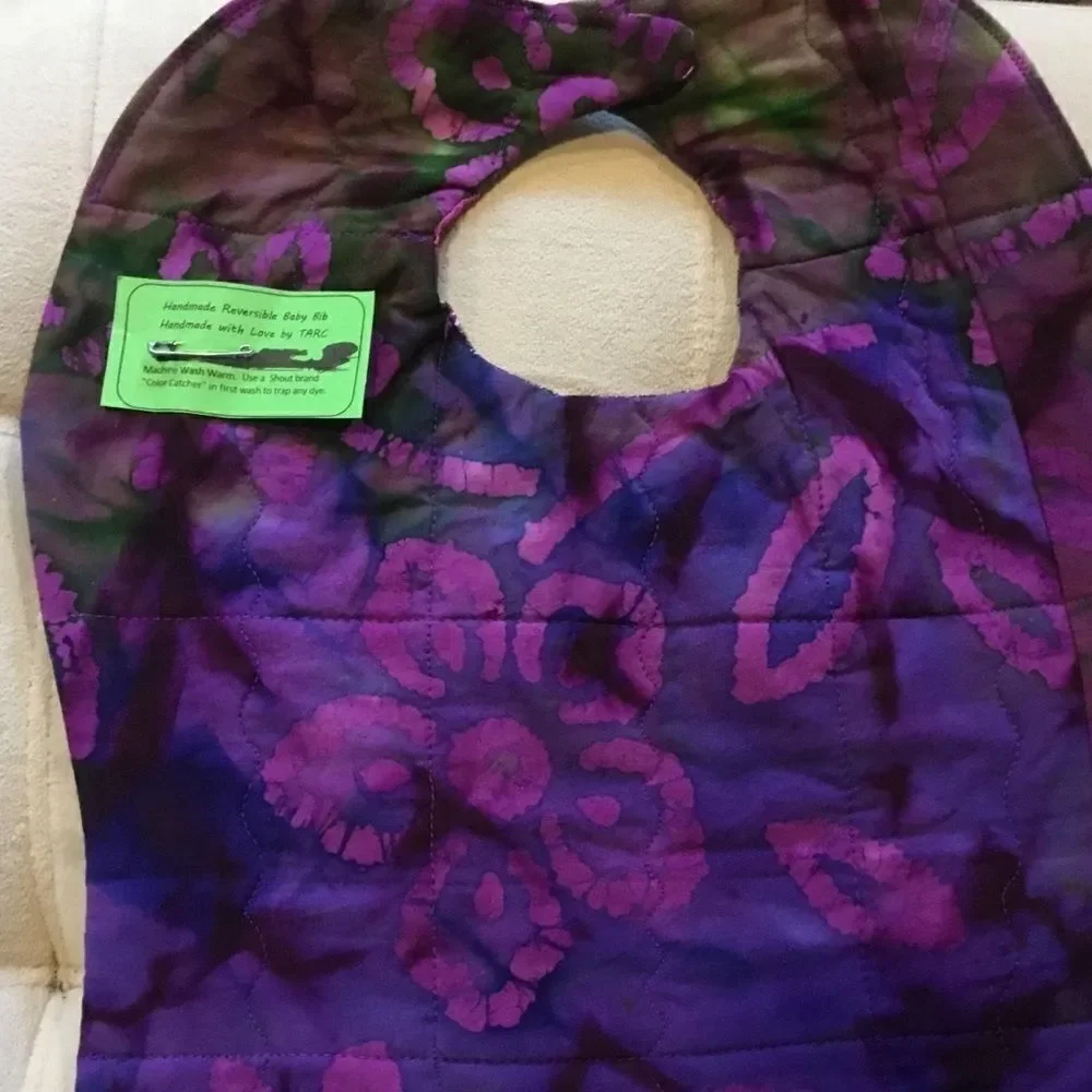 NWT. 3/$25 or $12 ea. Hand Crafted Reversible Quilted Baby Bib.